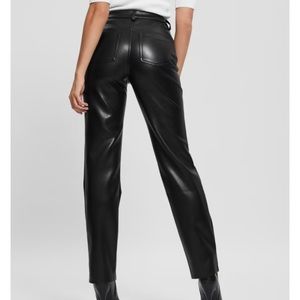 Guess super high rise black faux leather jeans 25 pants skinny straight Kelly
